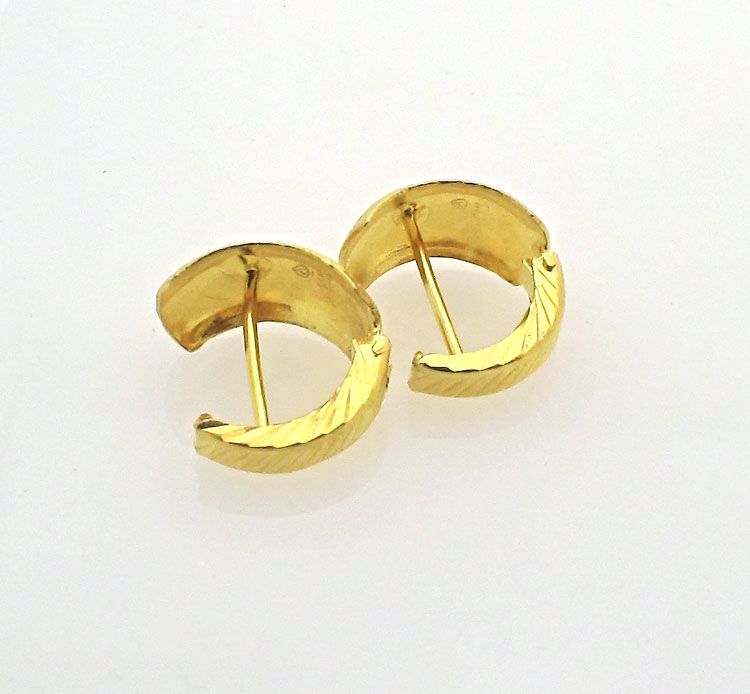 Solid 21K Yellow Gold Huggie Hoop Earrings 3 3 GR