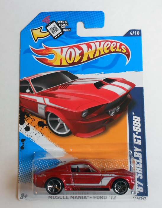 HOT WHEELS 2012 #114 MUSCLE MANIA 67 SHELBY GT 500 K MART CLR VARI