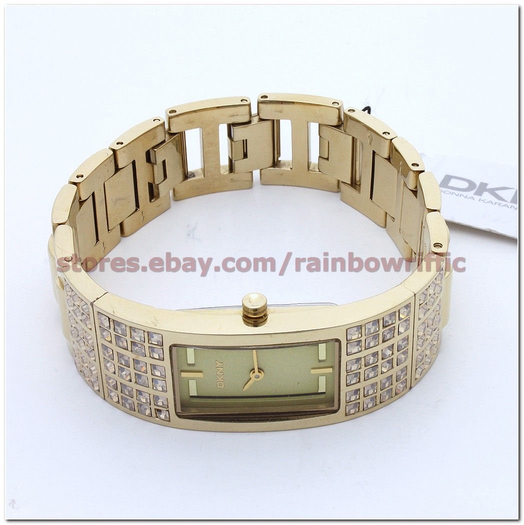 DKNY Gold Cystal Bangle Watch Ladies Bracelet NY4416 Authentic