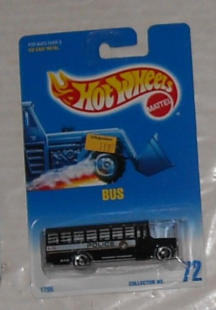 1991 Mattel Hot Wheels Black Police Bus 72 Diecast