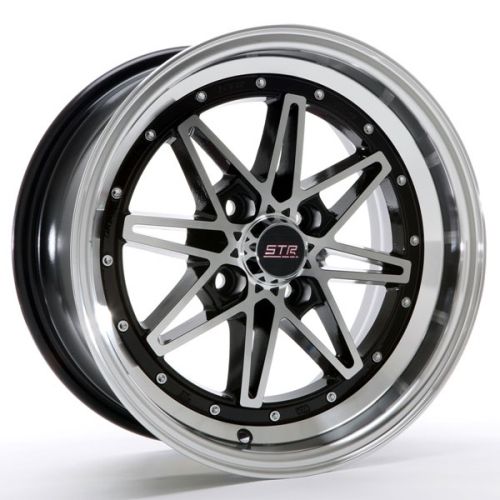 15 inch STR505BM Blak Mach Rims and Tires 4x100 Accord Civic Fit