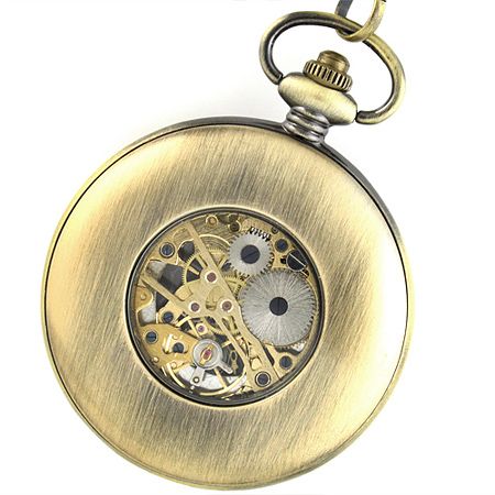 Bronze Steampunk Mechanical Pocket Watch Madonna Baby Image Hand