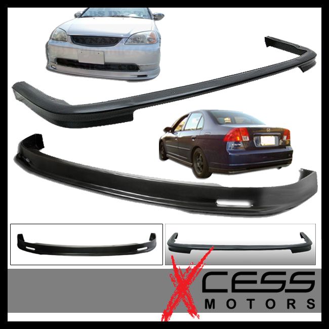 01 03 HONDA CIVIC 4 DOOR MUG URETHANE FRONT + REAR BUMPER LIP SPOILER