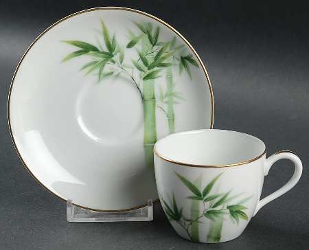 Set of 2 Noritake Nippon Toki Kaisha Demitasse Cup and Saucer Green