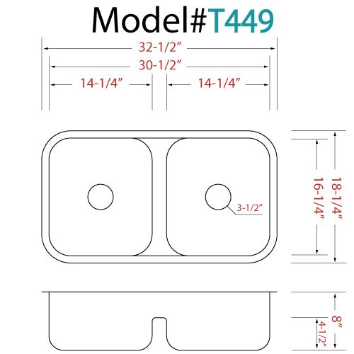 Stainless Steel Undermount Sink Low Divide w Accessories