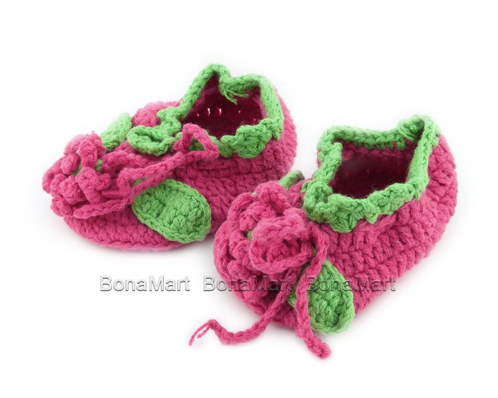 Neu Handworked Babyschuhe Baby Mädchen Blumen Häkeln socken tricken