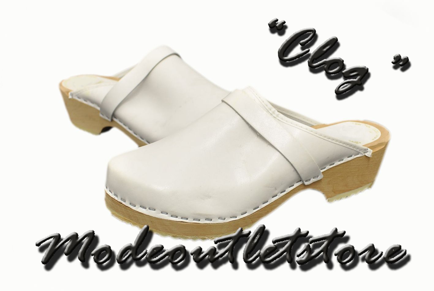 Schweden Clogs Holzschuhe Weiß 37 Echtleder schwedische Pantoletten