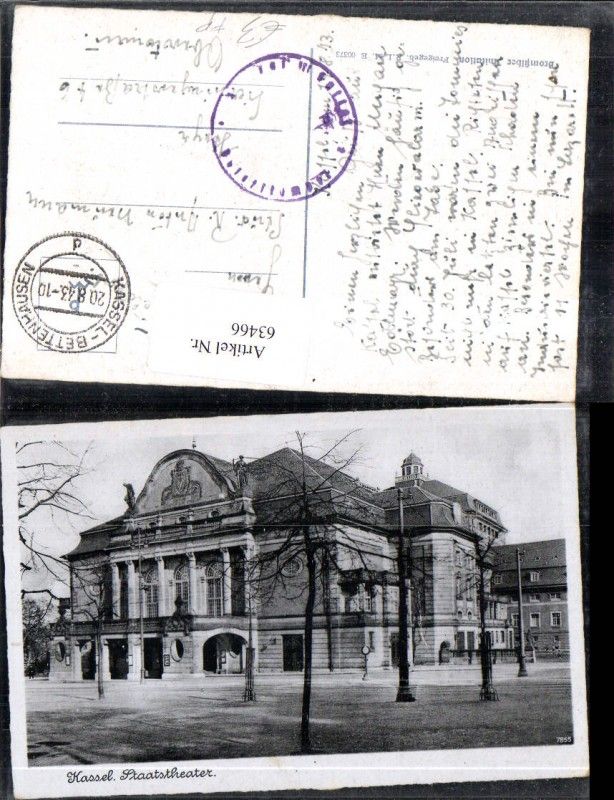 63466,Kassel Staatstheater Frontansicht Feldpost 1943