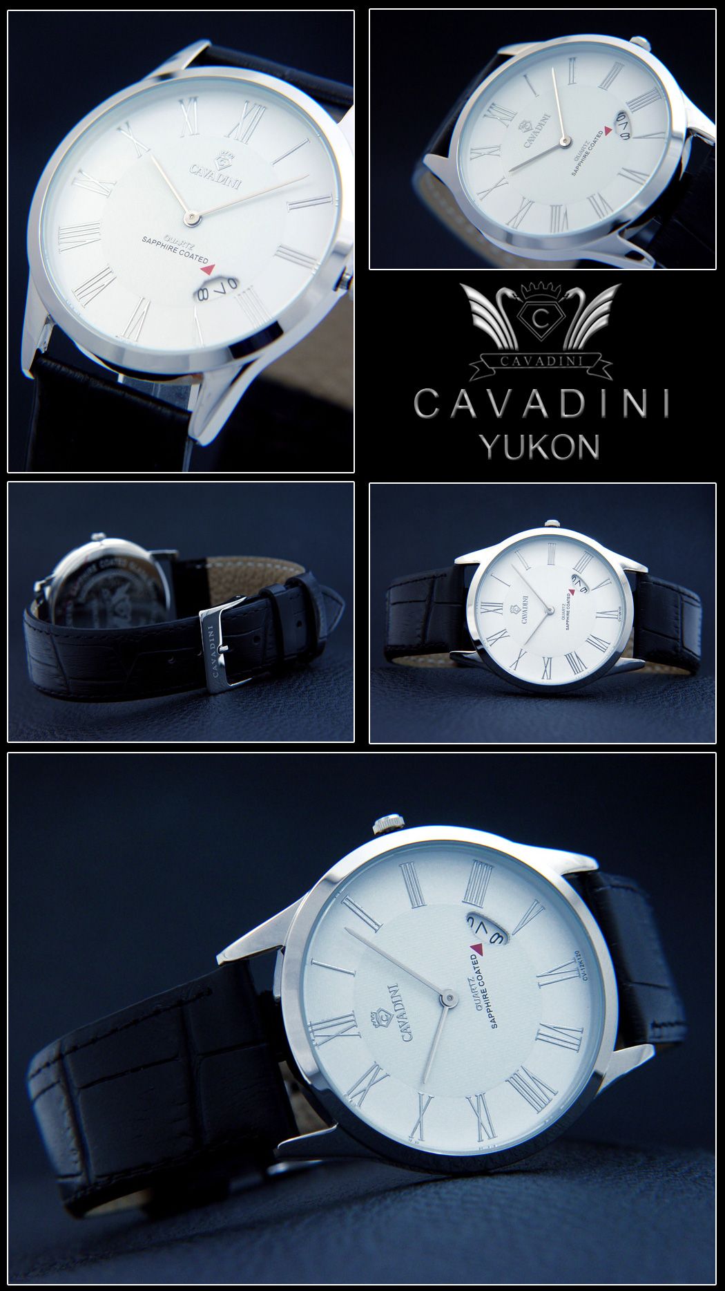 KLASSICHE MOMENTE RÖMISCH CAVADINI DESIGNER HERREN UHR NEU SAPHIR