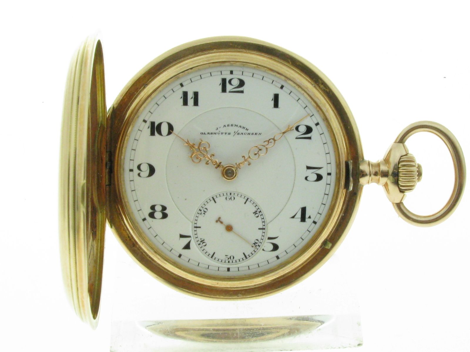 ASSMANN GLASHÜTTE 14 KT ROSÉGOLD SAVONETTE CA 1900