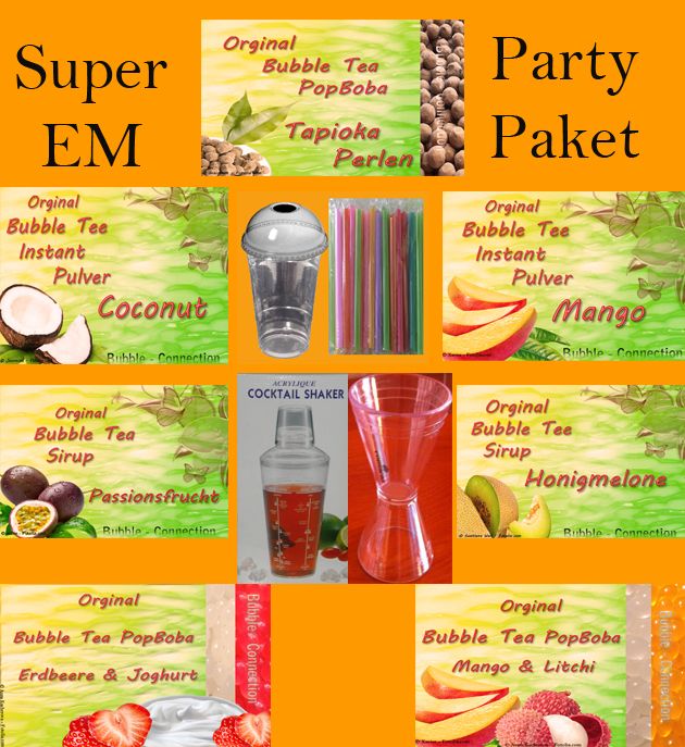 Bubble Tea PopBoba EM Party Starter Paket viel Zubehoer Tapioka Perlen