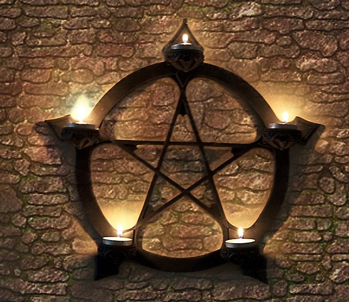 Teelichthalter für die Wand, Pentagramm, Magie Deco