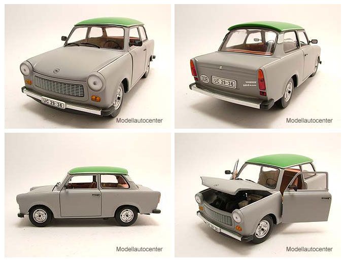 Trabant 601 de Luxe grau mit grünem Dach, Modellauto 118 / Sun Star