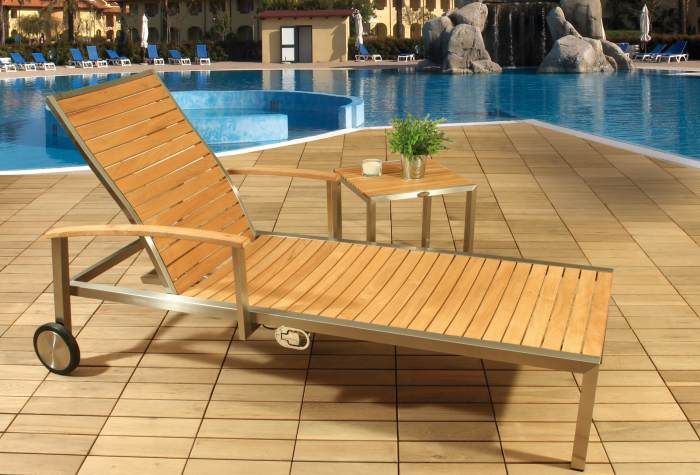 Gartenliege Malle Relaxliege Edelstahl Teak Gasdruck