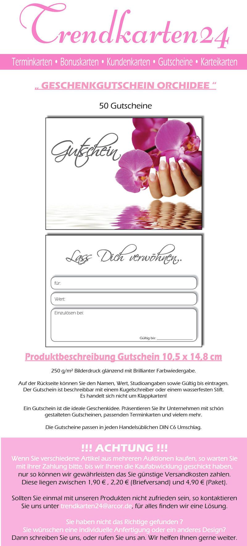 50 GUTSCHEINE Orchidee Nails Nagelstudio Nailart Nageldesign Maniküre