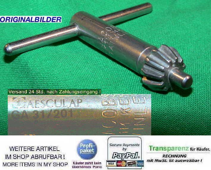 AESCULAP ELAN BOHRFUTTERSCHLÜSSEL GA 31/201 STAINLESS CHUCK KEY MED