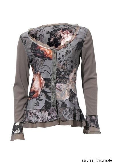 Shirtjacke Spitzenbesatz Tailliert Gepatched 34/36   46/48 NEU