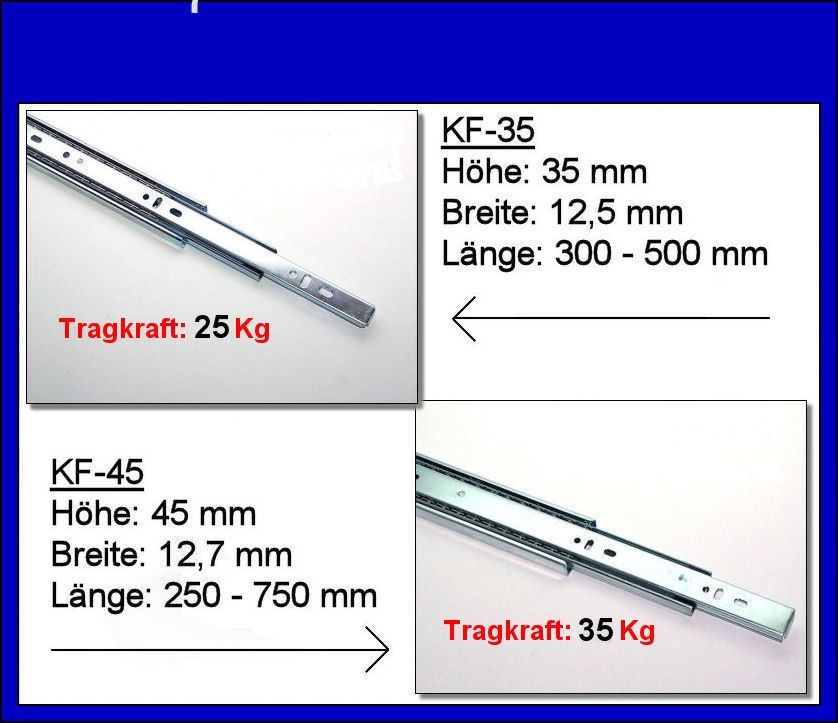 Vollauszug Teleskopschienen Schubladenschienen Vollauszüge
