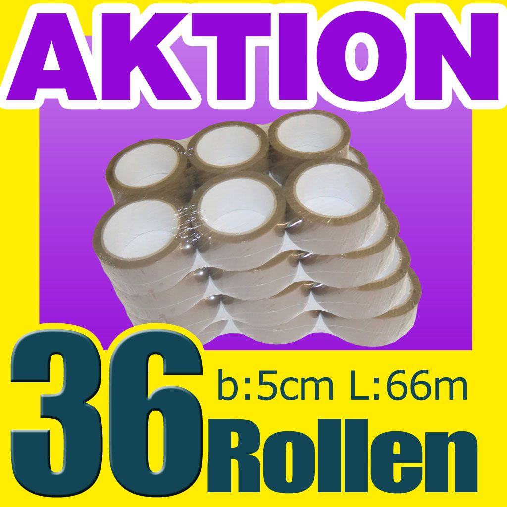 36 Rollen Paket Klebeband 66m x 5cm braun Packband Paketband