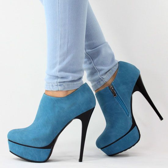 14 CM HIGH HEELS PUMPS MEERBLAU X6202 SCHUHE 39