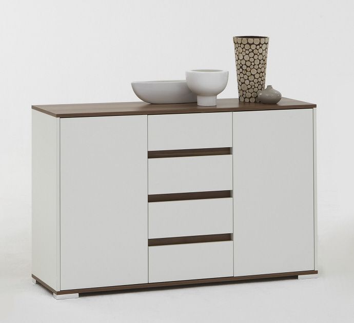 Kommode Sideboard Aktenschrank Mod.K323 Weiss Nussbaum