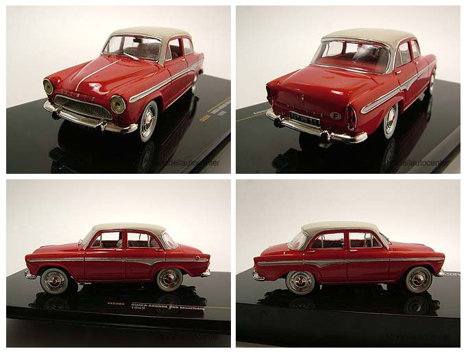 Simca Aronde P60 Montlhéry 1959 rot/weiß, Modellauto 143 / ixo