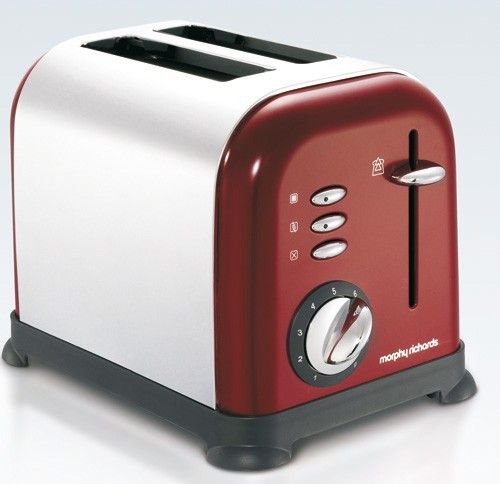 Morphy Richard Accents 44099 Edelstahl Toaster 2 Scheiben Neu Burgund