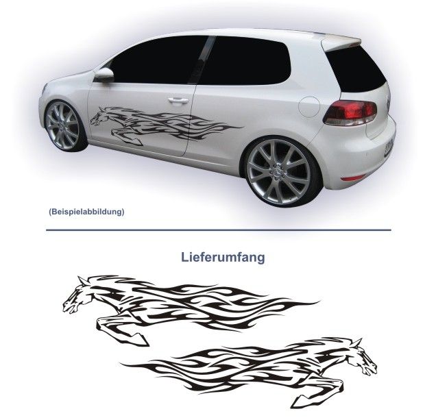 Flammen PFERD Seitenaufkleber S51 Auto Aufkleber 120cm