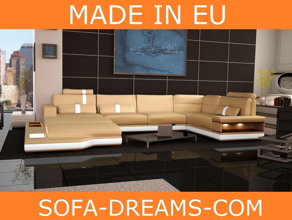 KUNSTLEDERS OFA MESSANA DESIGNERCOUCH WOHNLANDSCHAFT MIT LICHT+++