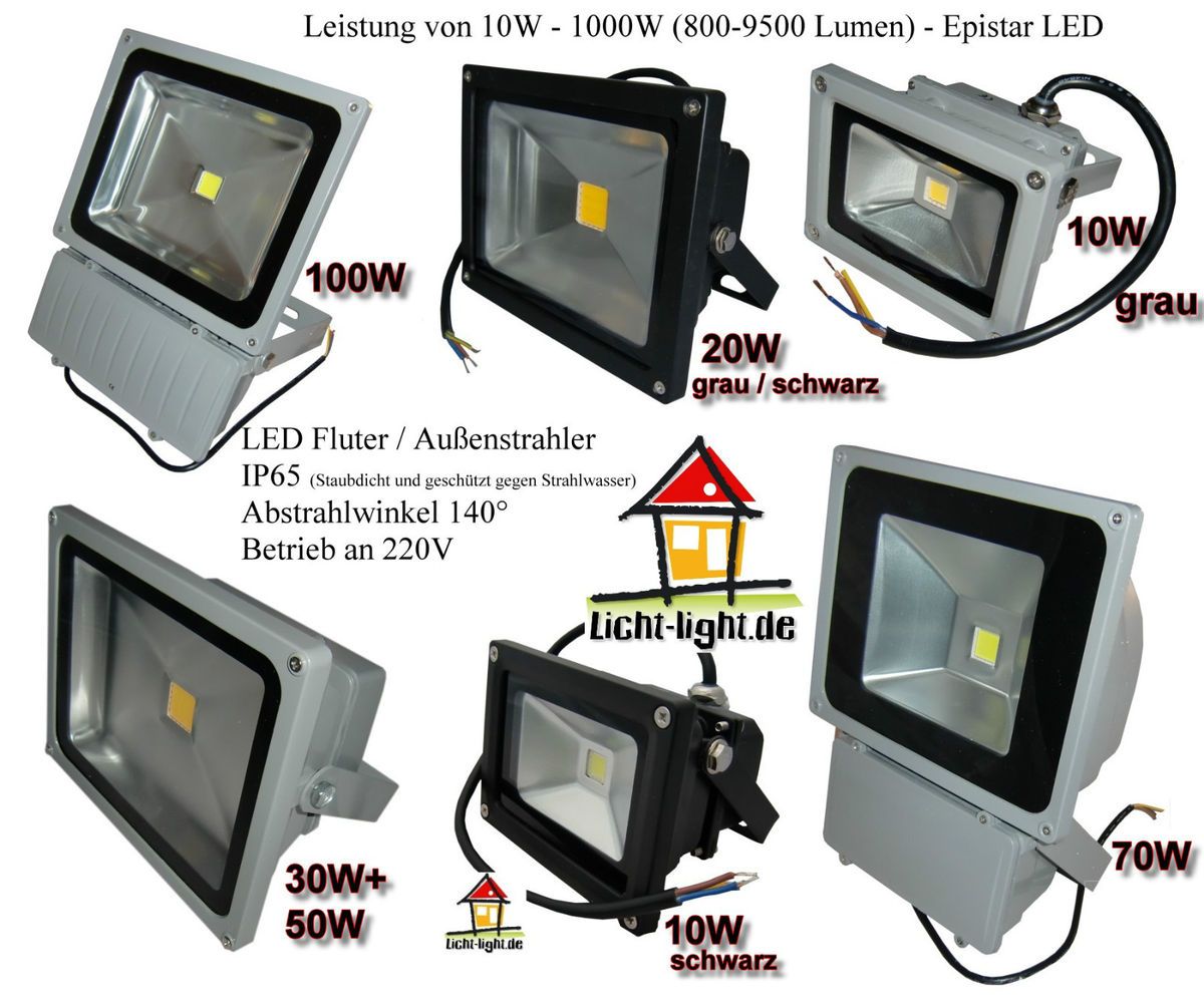 LED Fluter 10 100W Aussenstrahler (10W/20W/30W/50W/70W/100W) warmweiß