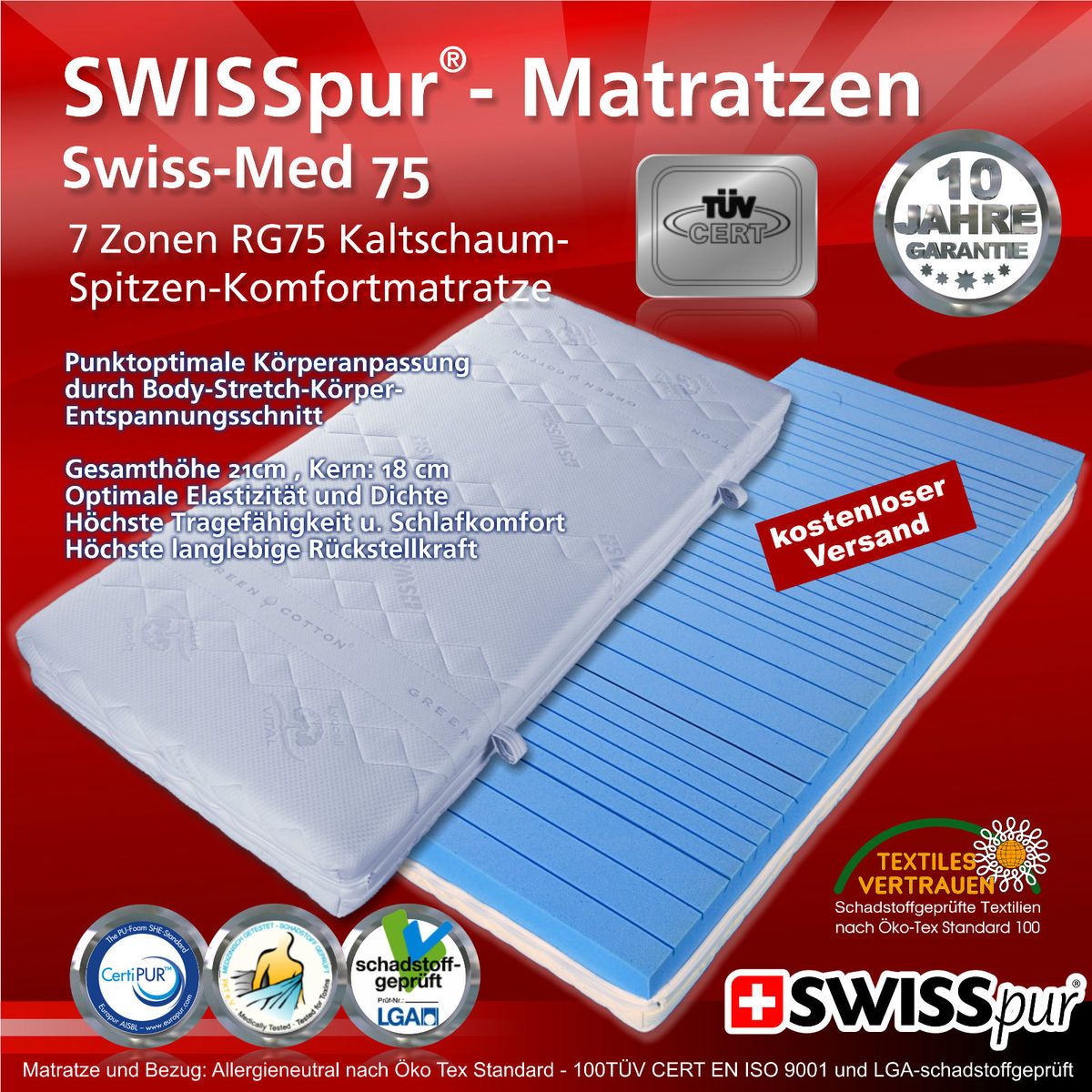 SWISSpur® Matratzen Swiss Med 75