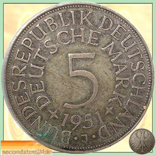 FÜNF DEUTSCHE MARK 5 DM BUNDESREPUBLIK DEUTSCHLAND BRD SILBER MÜNZE