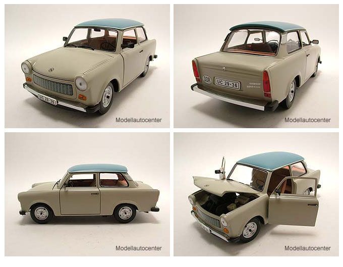 Trabant 601 de Luxe beige mit blauem Dach, Modellauto 118 / Sun Star