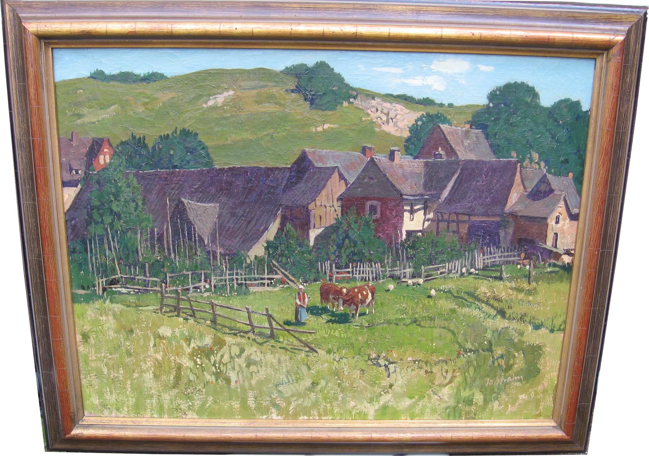 Strahn Jo 1904 1997 DÜREN Landschaft EIFEL Dorf Kühe 