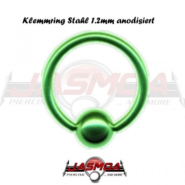 Klemmring Stahl grün 1.2mm Kugel Clip In Ring Piercing Schmuck
