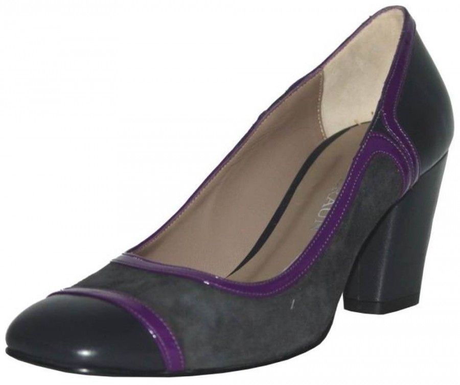 DAVID BRAUN Pumps Leder grau lila 42