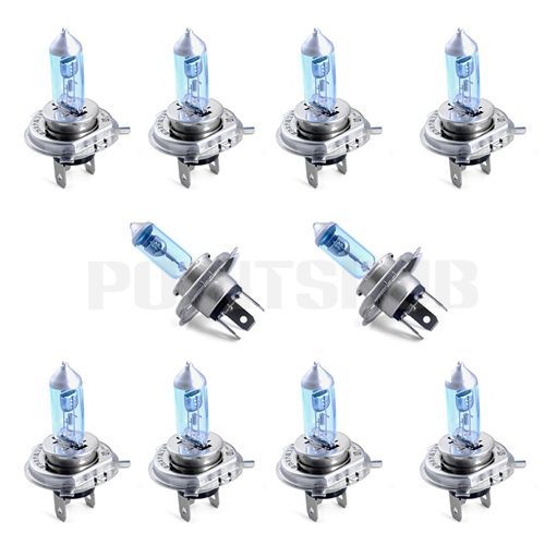 10X H4 Glühbirnen Birnen Glühlampen 12V Lampe Weiß Neu