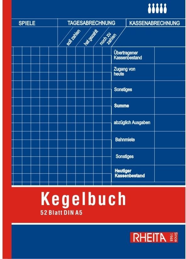 Kegelbuch A5 104 farbige Innenseiten mit Jahresübersicht Kegeln NEU