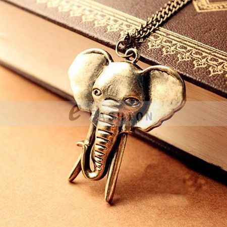  Retro Elefant Anhaenger Damen Lange Kette lady necklace NEU 101 0576