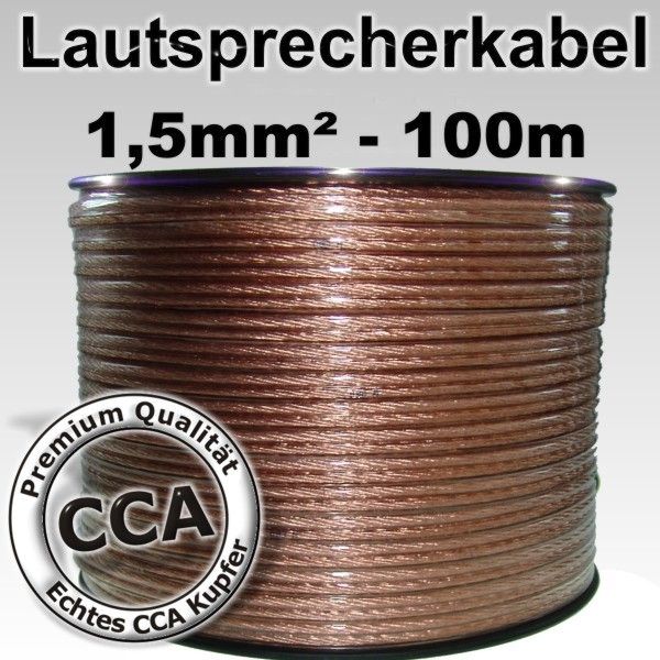 Lautsprecherkabel transparent 2x1,5mm² 100m 0,25€/m