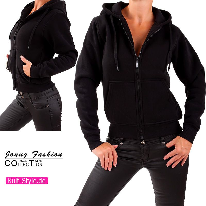 NEU Damen Zipp Hoodie Kapuzenpullover Sweat Shirt Jacke TREND