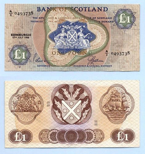 SCOTLAND Bank of Scotland 1 Pound 17.7.1968 Pick 109a