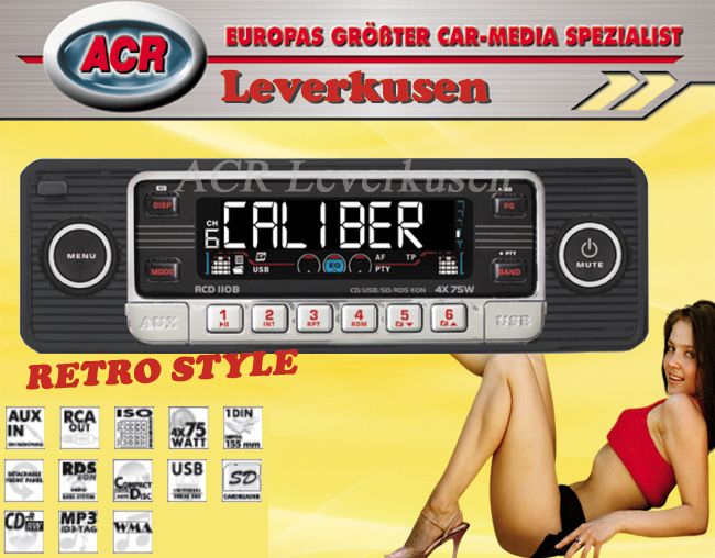 CALIBER RCD110B CD/ RADIO USB, SD KARTE, AUX IN RETRO STYLE BLACK