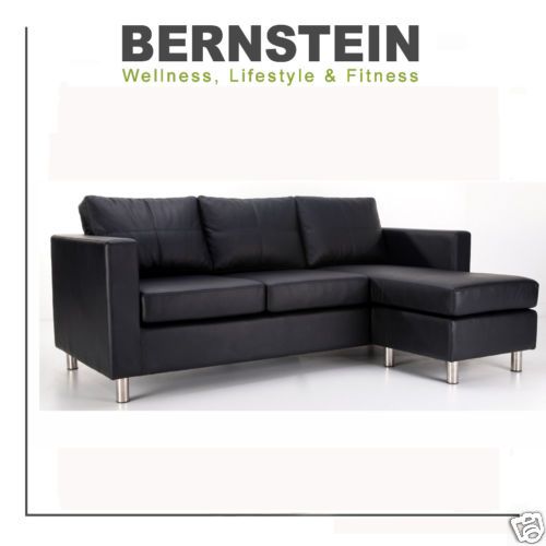 BERNSTEIN Textilleder Ecksofa Sofa PM127 schwarz