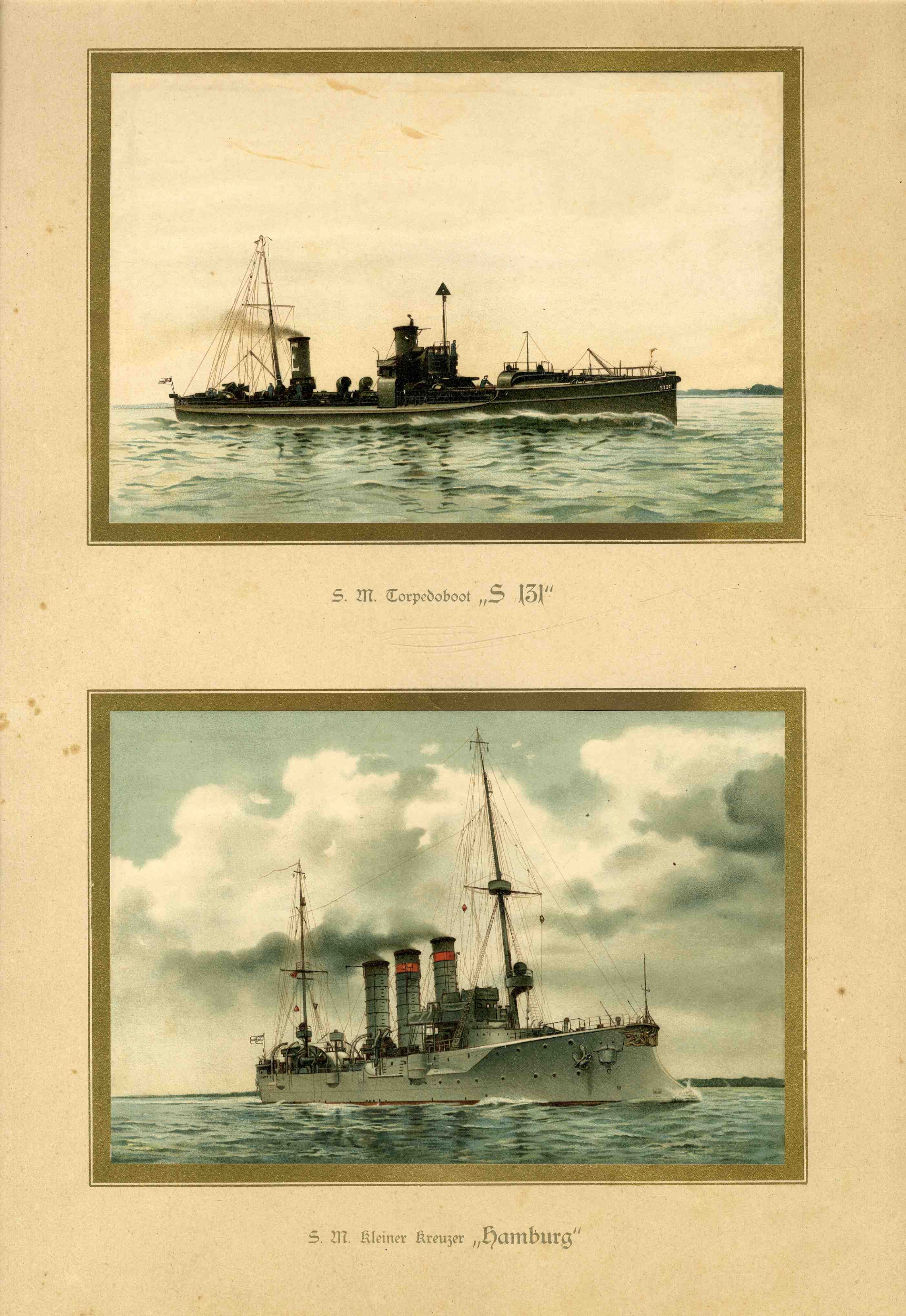 1909 Kleiner Kreuzer S. M. Hamburg S.M. Torpedoboot S 131