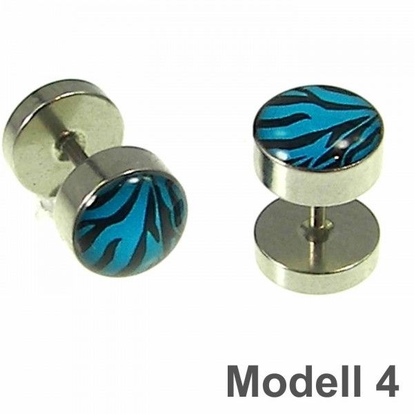 Fakeplugs Ohrstecker Fake Tunnel Plug leo zebra Kirsche Rot Weiß