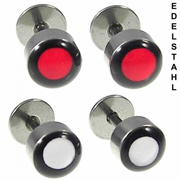 St. 6 mm Ohrstecker Ohrring Rot Weiß Schwarz Silbern Chirurgenstahl