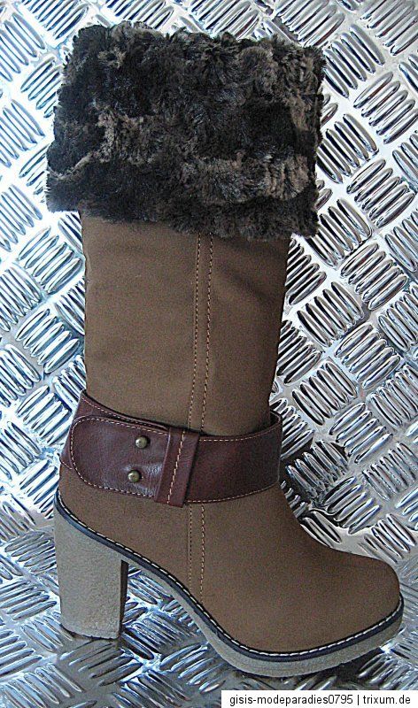 Stiefelette Stiefel Schuhe High Hells Braun Camel 36 37 38 39 40 41