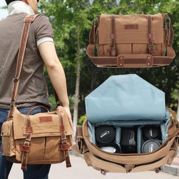 Neu BBK 3 Canvas DSLR Kamera Messenger Shoulder Bag Fuer Nikon Sony