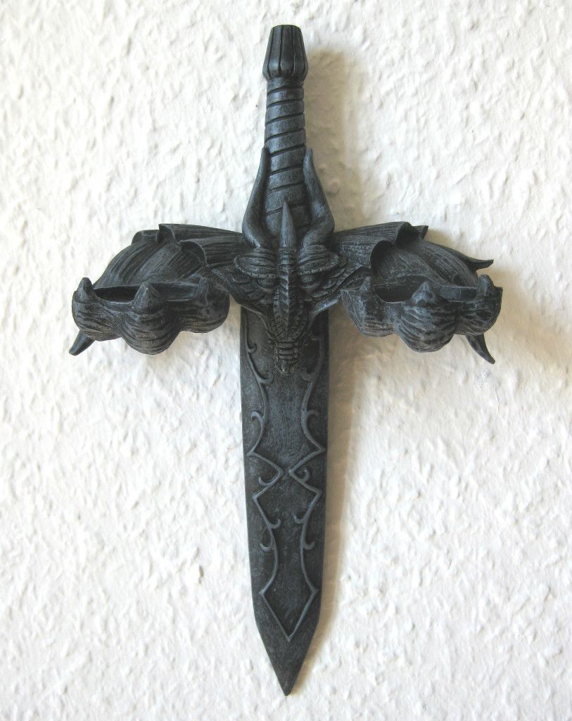 Wandteelichthalter Teelicht Halter Wand Drachen   Schwert Kerzenhalter